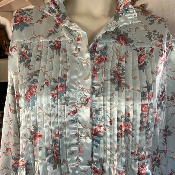 Vintage Satiny Flannel-Backed Floral Nightgown - Picture 3 of 12